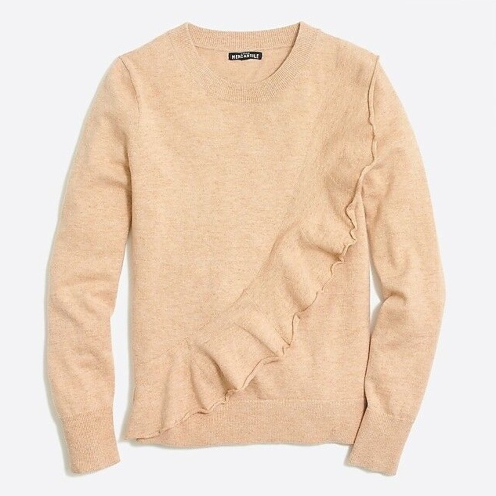 J. Crew Mercantile Ruffle Front Crewneck Sweater